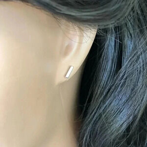 8mm Bar Shaped 925 Sterling Silver Stud Earrings NWT